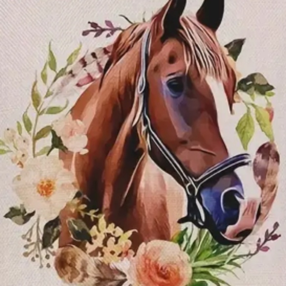 NEW WELCOME HORSE FLORAL DOUBLE SIDED GARDEN FLAG 12" X 18" PORCH HOME DECOR - Picture 4 of 7